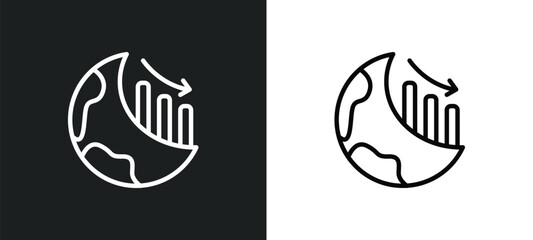 Wall Mural - globe analytics icon isolated in white and black colors. globe analytics outline vector icon from bu