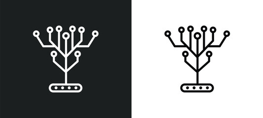 Wall Mural - technology tree icon isolated in white and black colors. technology tree outline vector icon from ar