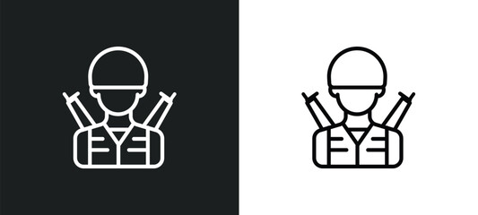 soldier icon isolated in white and black colors. soldier outline vector icon from army and war collection for web, mobile apps and ui.