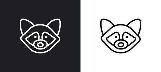 Wall Mural - raccoon icon isolated in white and black colors. raccoon outline vector icon from animals collection for web, mobile apps and ui.