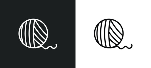 Wall Mural - yarn ball icon isolated in white and black colors. yarn ball outline vector icon from activity and hobbies collection for web, mobile apps and ui.