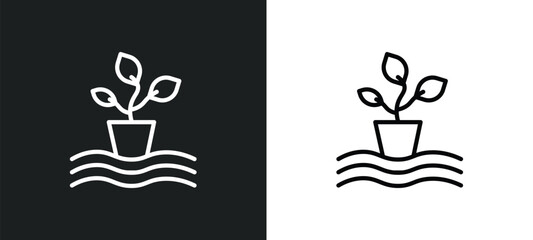 Wall Mural - hydroponics icon isolated in white and black colors. hydroponics outline vector icon from activity a