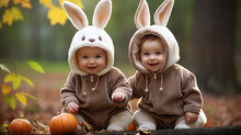 Baby With Farm Animal Halloween Costume Of A Rabbit