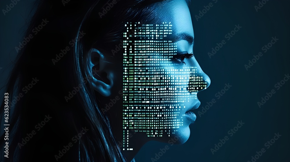 Computer Code Humans The concept of human-computer interaction - HCI. A person with binary ...