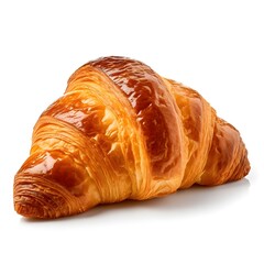 French croissant isolated on a white background, created with Generative AI technology