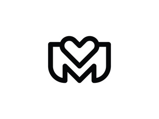 creative letter M with love logo design