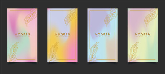 Holographic floral frame Pastel Instagram story Background Template