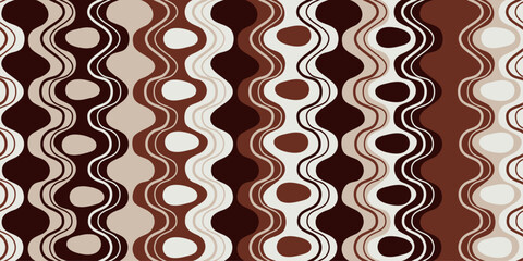 Leinwandbilder - Coffee wavy lines. Casual pattern for coffee houses. For printing on any coffee theme, brown background with coffee waves.