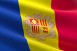 Flag of Andorra. 3d illustration of the andorran flag waving.