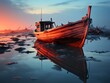 Die Schönheit der Abendstunden: Ein Boot bei Sonnenuntergang