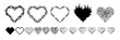 © SergeyBitos - Y2k set of hearts - burning, from a chain, from a barbed wire, from cracks, from thorny bushes, wireframe, pixel and others. Hearts in different styles, old tattoo style, y2k, acid. Isolated set