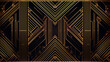 © Prasanth - Vector abstract art deco luxury pattern, golden vintage artistic background with geometric shapes, archs and swirls. Linear retro ornament, gatsby card.