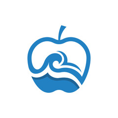 Apple Wave Water logo design, logotype element for template.