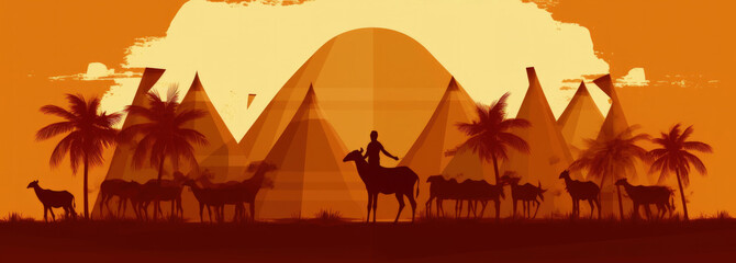 Sticker - Sudan Landmarks Skyline Silhouette Style, Colorful, Cityscape, Travel and Tourist Attraction - Generative AI