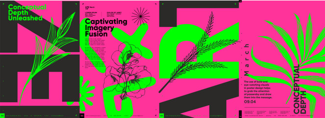 Wall Mural - typographic design and minimalistic background elements. a set of vector elements for designing post