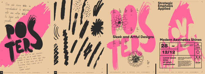 Wall Mural - typographic design and minimalistic background elements. a set of vector elements for designing post