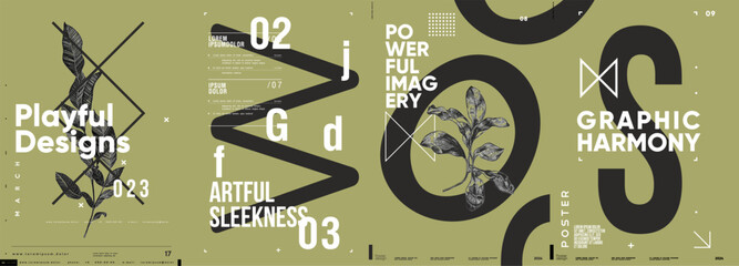 Canvas Print - typographic design and minimalistic background elements. a set of vector elements for designing post