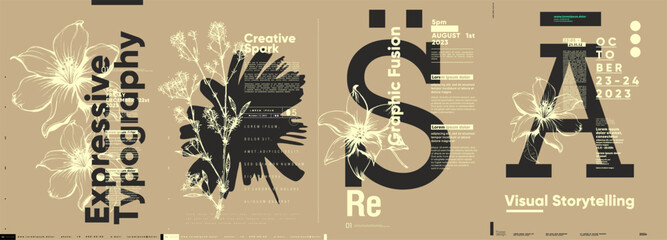 Wall Mural - typographic design and minimalistic background elements. a set of vector elements for designing post