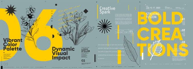 Wall Mural - typographic design and minimalistic background elements. a set of vector elements for designing post