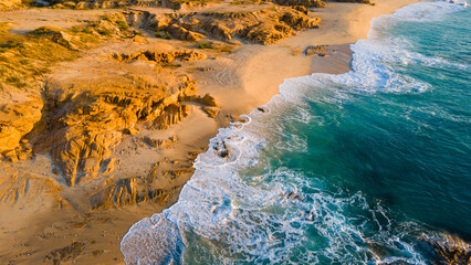 Wall Mural - Aerial ocean and coastal beach view in Cabo 