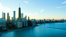 Aerial View Of Chicago Lakefront And City Skyline