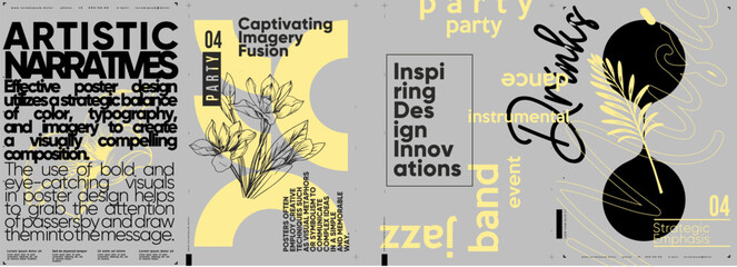 Canvas Print - typographic design and minimalistic background elements. a set of vector elements for designing post