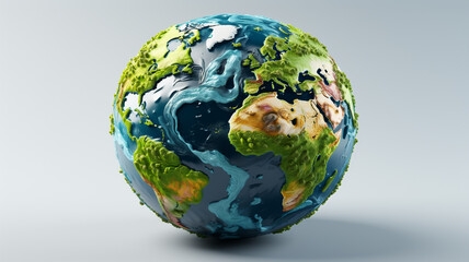 Wall Mural - Earth day illustration, concept of ecology and sustainable development our globe with green nature environment