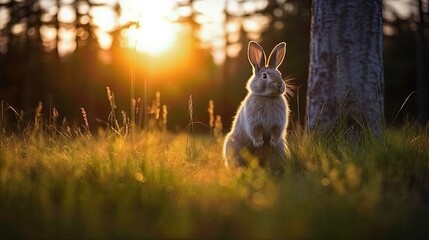 Wall Mural - rabbit in the grass