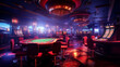 Casino hall for gambling, roulette and slot machines, background banner