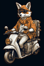 A Steampunk Fox Fursona With Boots On A Vespa Moped Wallpaper AI Generated Image
