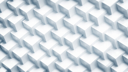 White abstract cubes background. Repeating pattern. 3D illustration