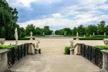 Entrance To The Garden With Park And Fountain At Slavkov Castle (Austerlitz), Czech Republic.