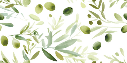 Olive watercolor painting Seamless pattern, Watercolor Seamless pattern background texture pattern. food seamless