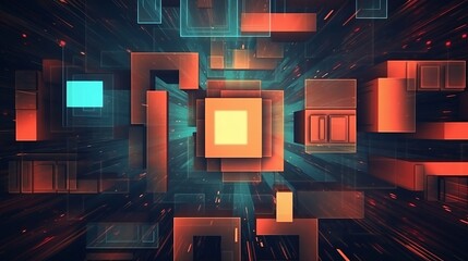 Wall Mural - Colorful abstract geometric y2k retro background. Ai generative