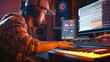 © redflower - A music producer is making a song in the recording studio