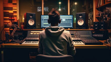 A Music Producer Is Making A Song In The Recording Studio