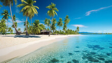 Fictional tropical island beach scenery. Created using ai generative. 