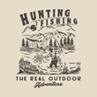 fishing illustration river graphic lake design fish vintage camp emblem outdoor t shirt mountains hunting forest