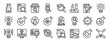 set of 24 outline web research and development icons such as bottle, browser, shop, test tube, magnifying glass, flasks, notepad vector icons for report, presentation, diagram, web design, mobile