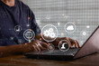 © THAWEERAT - Business process automation concept. Businessman using a computer analysis for process and workflow automation with flowchart, a businessman in background. The IOT automation as a source of innovation