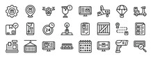 Set Of 24 Outline Web Logistics Icons Such As Management, Location, Drone, Fragile, Email, Loading, Parcel Vector Icons For Report, Presentation, Diagram, Web Design, Mobile App