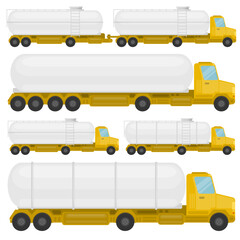 Wall Mural - Trucks trailers set cisterns and containers transport transportation industry vehicles concept vector