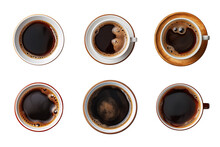 Top View A Cup Of Coffee Collection Isolated On Transparent Background