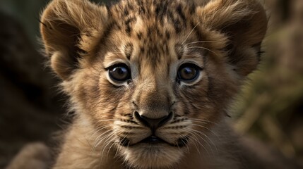 Cute baby lion cub