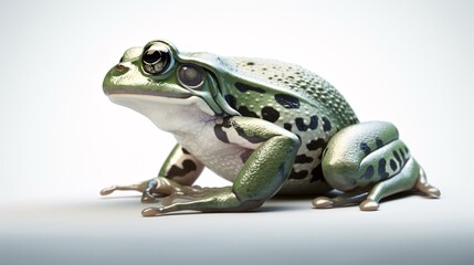 Wall Mural - Realistic illustration of green frog on a white background