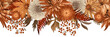 Autumn floral border digitally painted illustration