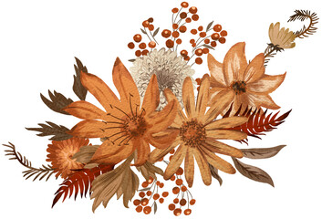 Autumn floral digitally painted illustration