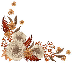 Autumn Chrysanthemum Corner digitally painted illustration