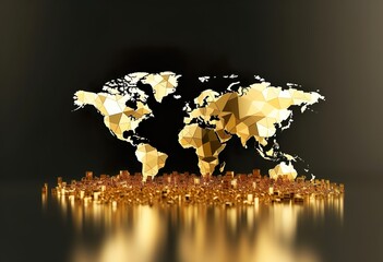 Wall Mural - Global business gold investment world map