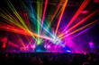 Colorful flashy laser beams on a live stage, Generative AI